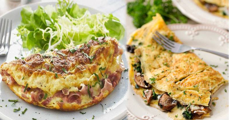 Stuffed Omelette With Cheesy Garlic Mushroom & Corn